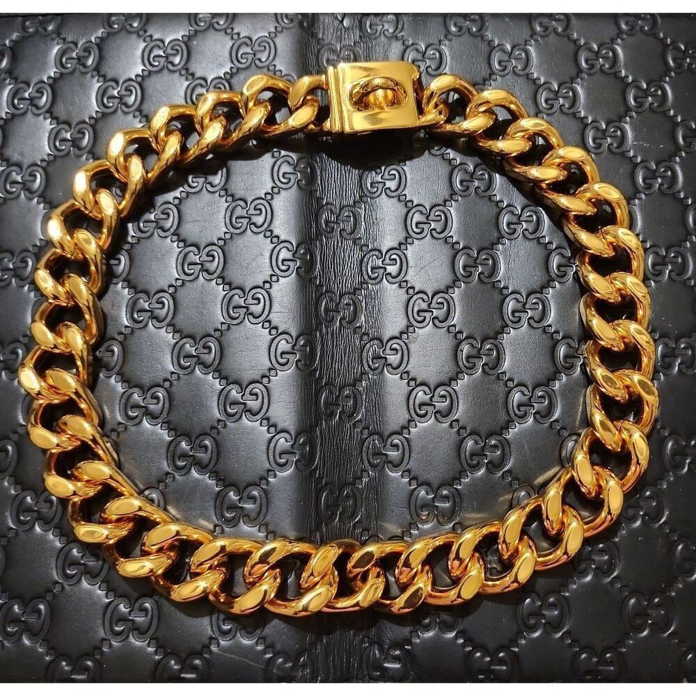 Gold Chain Dog Collar, 23" Chain for Large Dogs